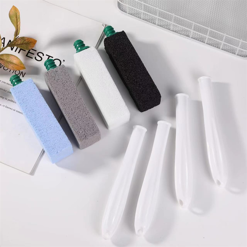 Pumice Stone for Toilet Cleaning with Extra Long Handle, Replaceable Design, 1 Cleaning Handle, 6 Cleaning Stones Refills, Easy for Removing Stubborn Hard Water Stains Buildups