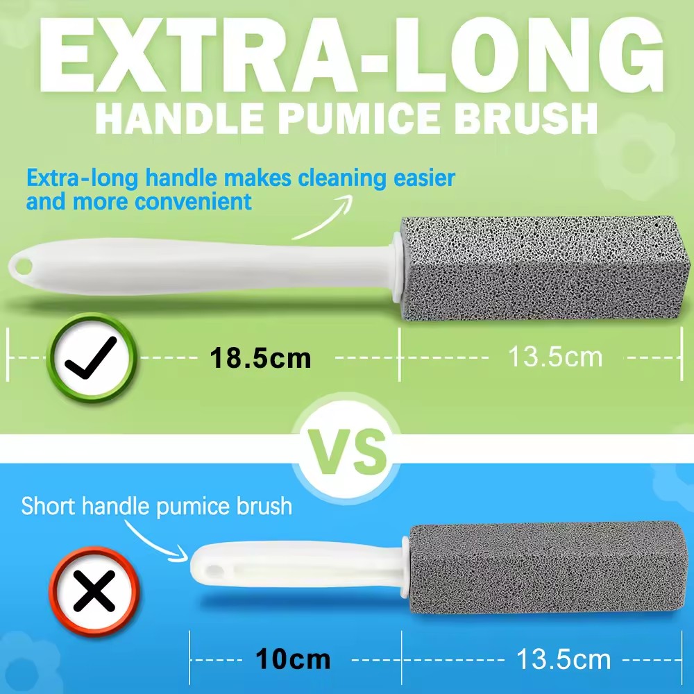 Pumice Stone Toilet Bowl Cleaner with Extra Long Handle,Replaceable Design, 1 Cleaning Handle, 6 Cleaning Stones Refills,Also Cleaning Limescale Deposits, Mildew & グリル, Tiles, Grout & Pools