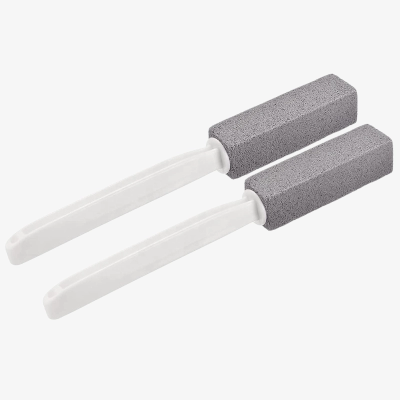 Pumice Stone Toilet Brush with Extra Long Handle for Hard Water Calcium and Rust Removal on Toilet Tile Sink (2-Pack)